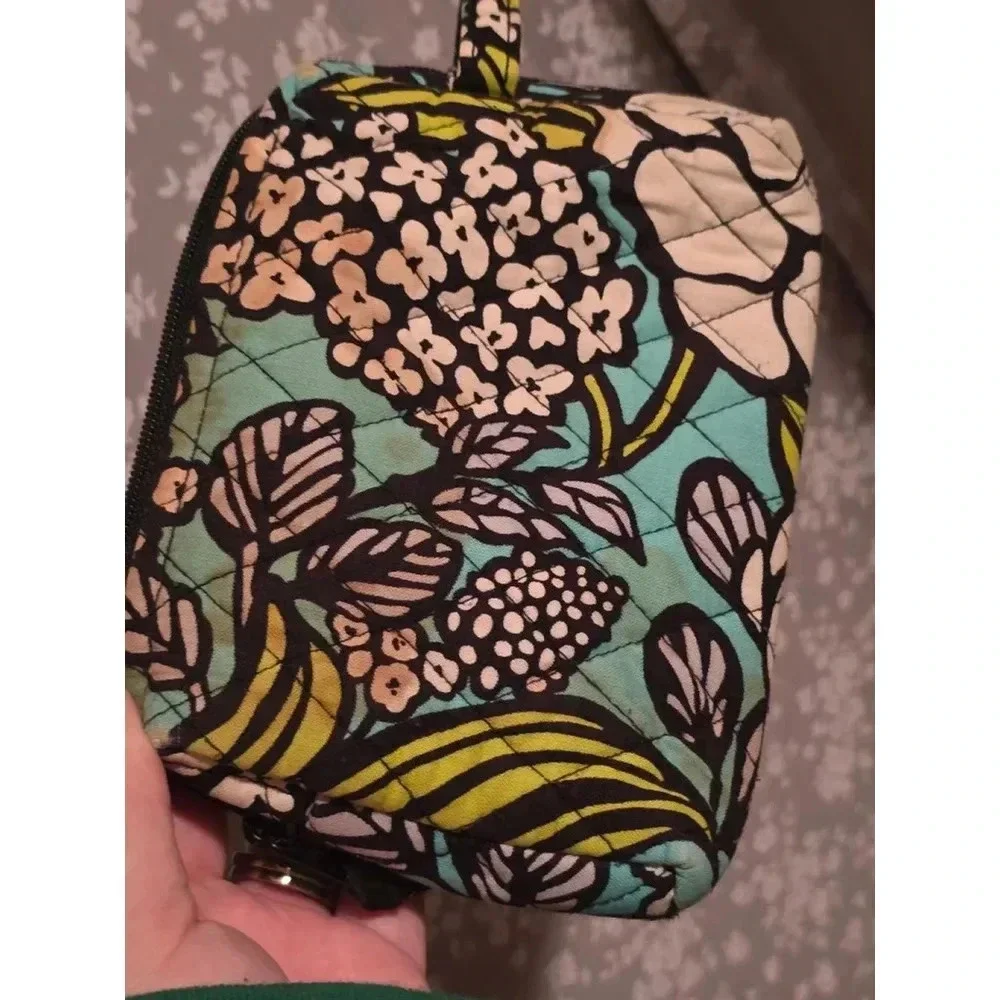 Vera Bradley Womens Tote Bag Island Bloom Teal‎ and Lime Green with Makeup Bag